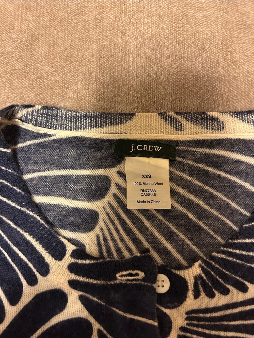 J. Crew Navy and Cream "Fanfare" Merino Wool Cardigan size XXS - Picture 2 of 11